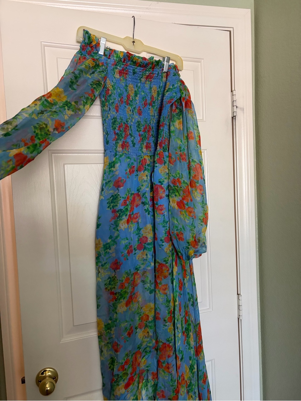 Caroline Constas Sky-Blue Floral Maxi Dress